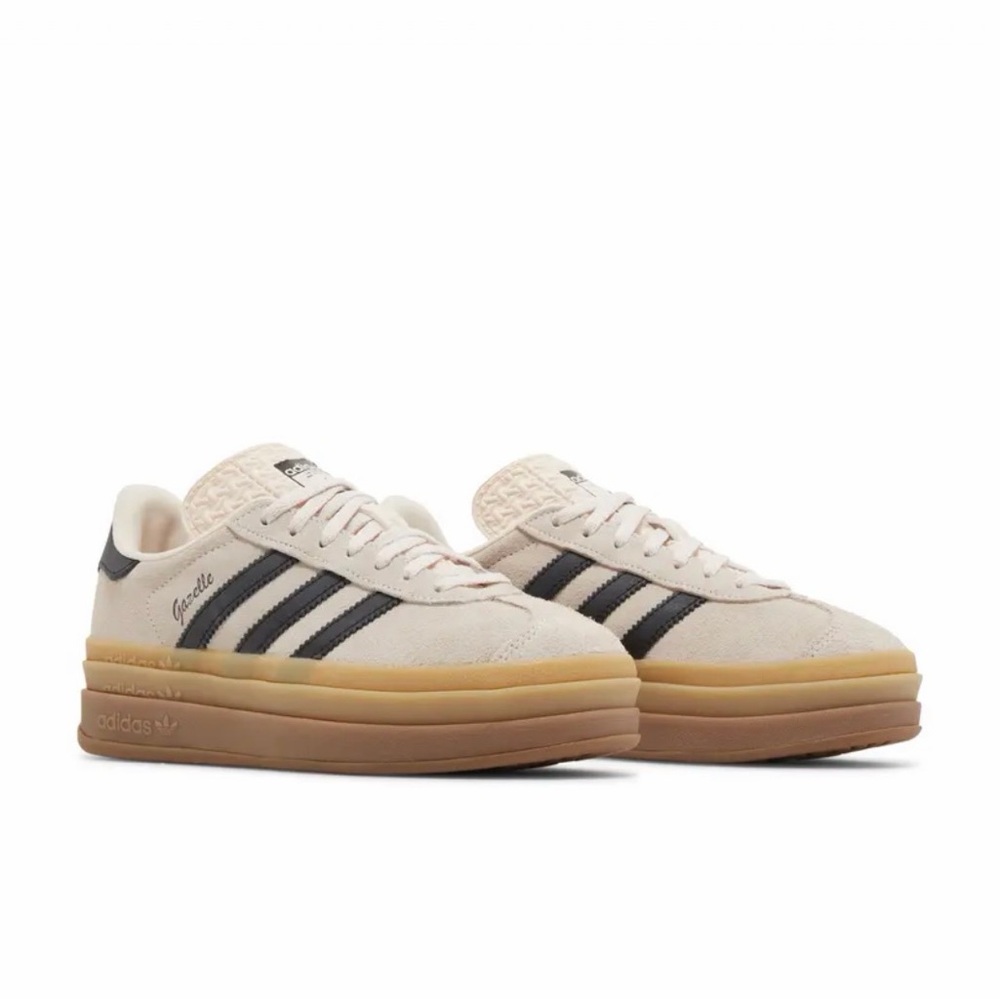 Adidas Gazelle Cream and Black Platform Shoes